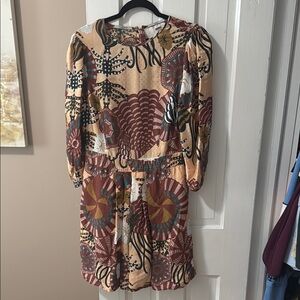 Scotch & Soda Brown Tan Sundress with 3/4 Bishop Sleeves